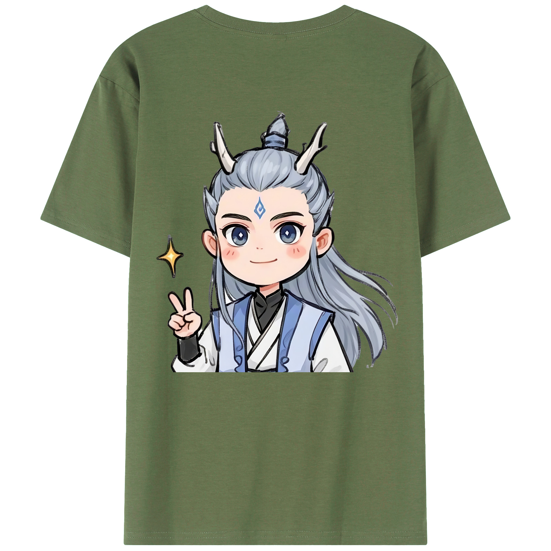 （画像用） Ne Zha 2 ナタ 魔童の大暴れ 綿100％ メンズ半袖Tシャツ（バックプリント） 通気性